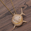 Hip Hop Big Shark Pendant Necklace For Men Cubic Zircon Shark Boy Jewelry With Iced Out Crystal Miami Cuban Link Chain