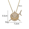Hip Hop Big Shark Pendant Necklace For Men Cubic Zircon Shark Boy Jewelry With Iced Out Crystal Miami Cuban Link Chain