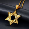 Hip Hop Bling Iced Out Rhinestone Gold color 316L Stainless Steel Jewish Star of David Hexagram Pendant Necklace for Men Rapper