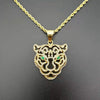 Hip Hop Bling Iced Out Rhinestones Gold Stainless Steel Hollow Green Eye Tiger Pendants Necklace for Men Rapper Jewelry