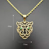 Hip Hop Bling Iced Out Rhinestones Gold Stainless Steel Hollow Green Eye Tiger Pendants Necklace for Men Rapper Jewelry