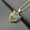 Hip Hop Bling Iced Out Rhinestones Gold Stainless Steel Hollow Green Eye Tiger Pendants Necklace for Men Rapper Jewelry