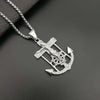 Hip Hop Bling Iced Out Stainless Steel INRI Crucifix Jesus Anchor Rudder Pendants Neckalce for Men Rapper Jewelry