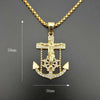Hip Hop Bling Iced Out Stainless Steel INRI Crucifix Jesus Anchor Rudder Pendants Neckalce for Men Rapper Jewelry