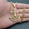 Hip Hop Bling Iced Out Stainless Steel INRI Crucifix Jesus Anchor Rudder Pendants Neckalce for Men Rapper Jewelry