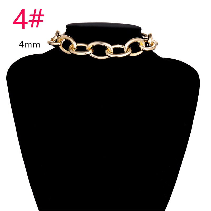 Hip Hop Chain Choker Necklace Gold Color Metal Cuban Collar Necklace for Women Chunky Statement Jewelry Necklace
