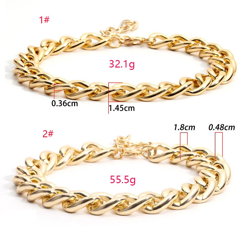 Hip Hop Chain Choker Necklace Gold Color Metal Cuban Collar Necklace for Women Chunky Statement Jewelry Necklace