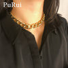 Hip Hop Chain Choker Necklace Gold Color Metal Cuban Collar Necklace for Women Chunky Statement Jewelry Necklace