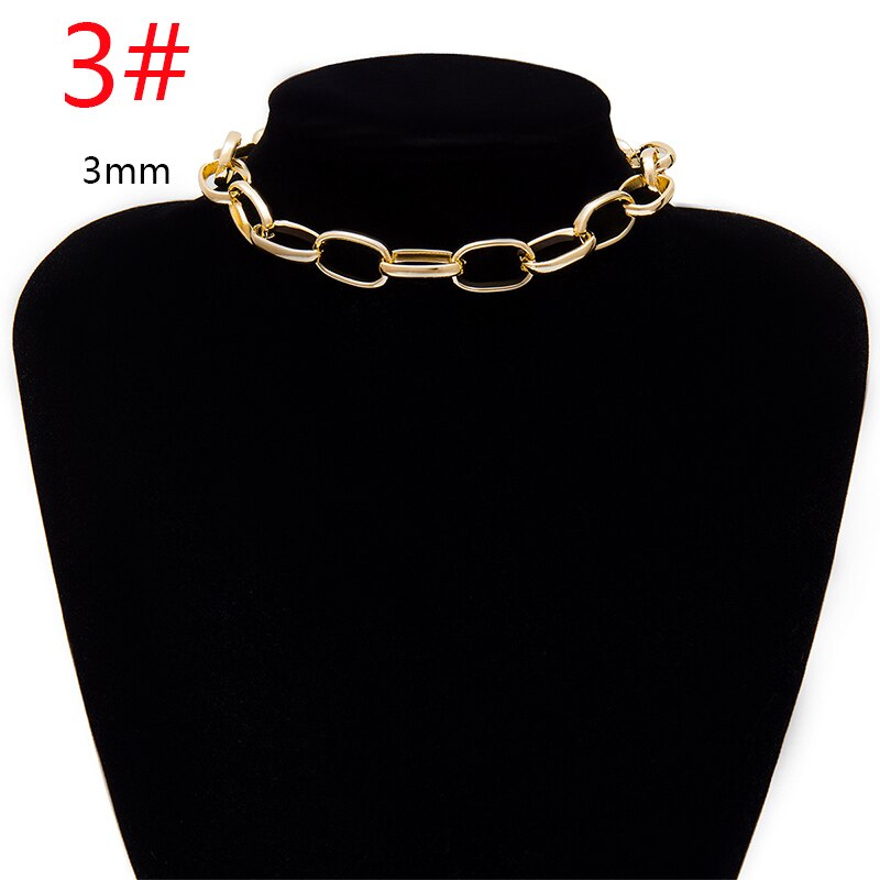 Hip Hop Chain Choker Necklace Gold Color Metal Cuban Collar Necklace for Women Chunky Statement Jewelry Necklace