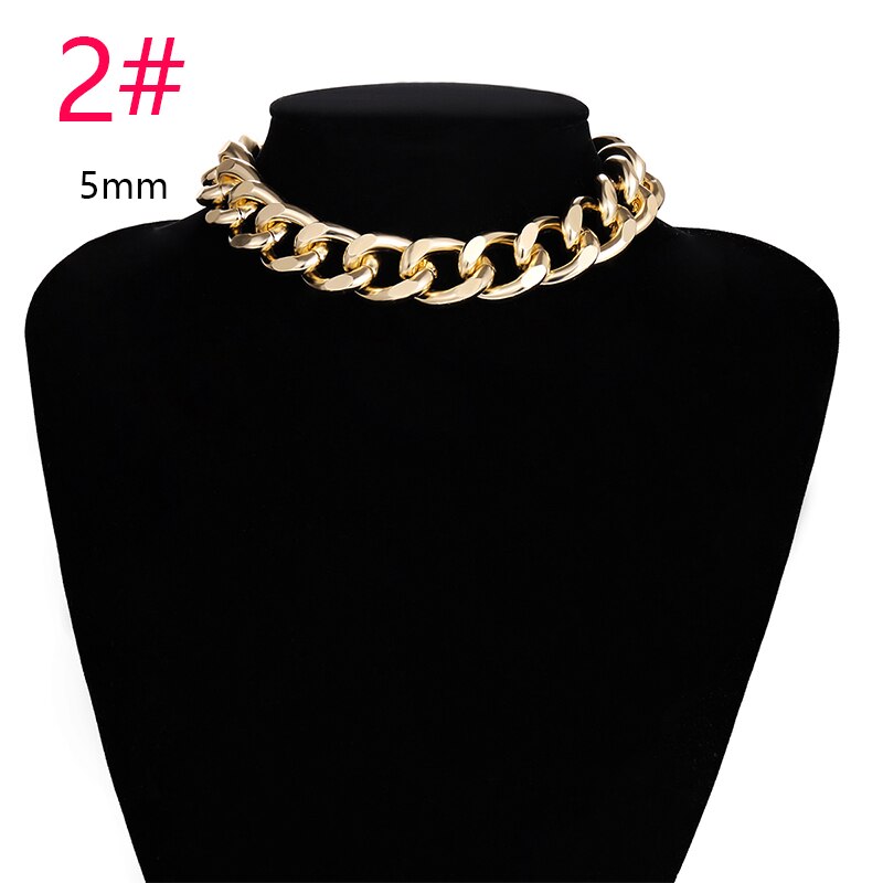 Hip Hop Chain Choker Necklace Gold Color Metal Cuban Collar Necklace for Women Chunky Statement Jewelry Necklace