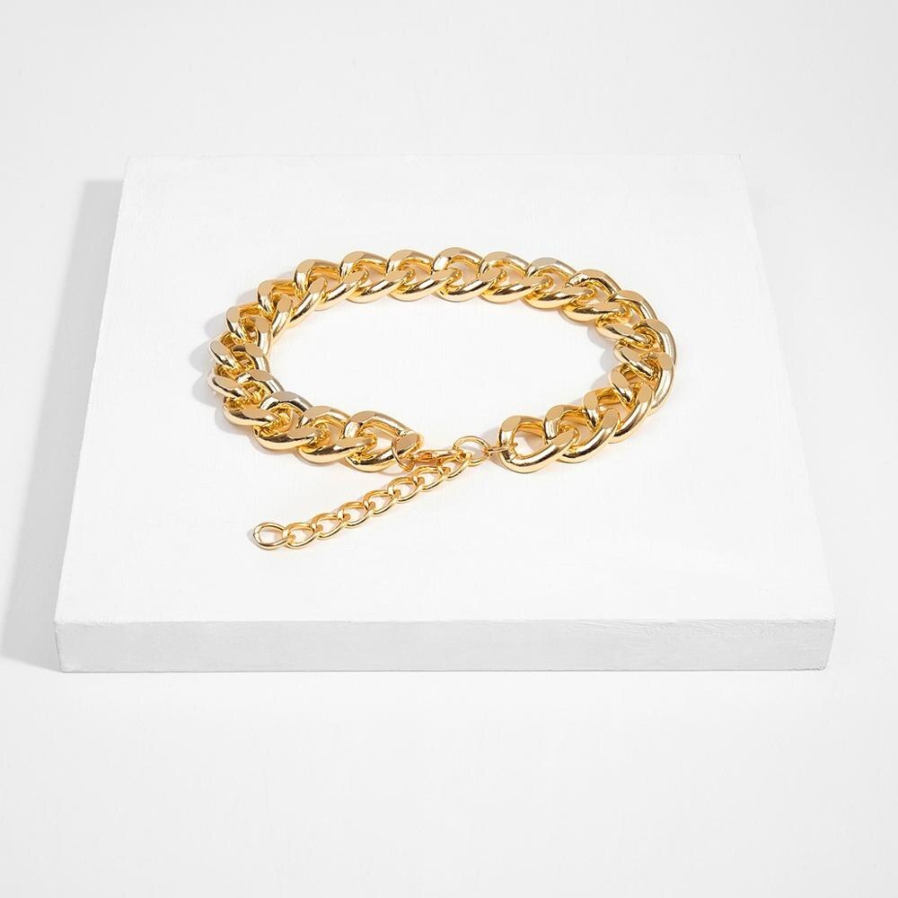 Hip Hop Chain Choker Necklace Gold Color Metal Cuban Collar Necklace for Women Chunky Statement Jewelry Necklace