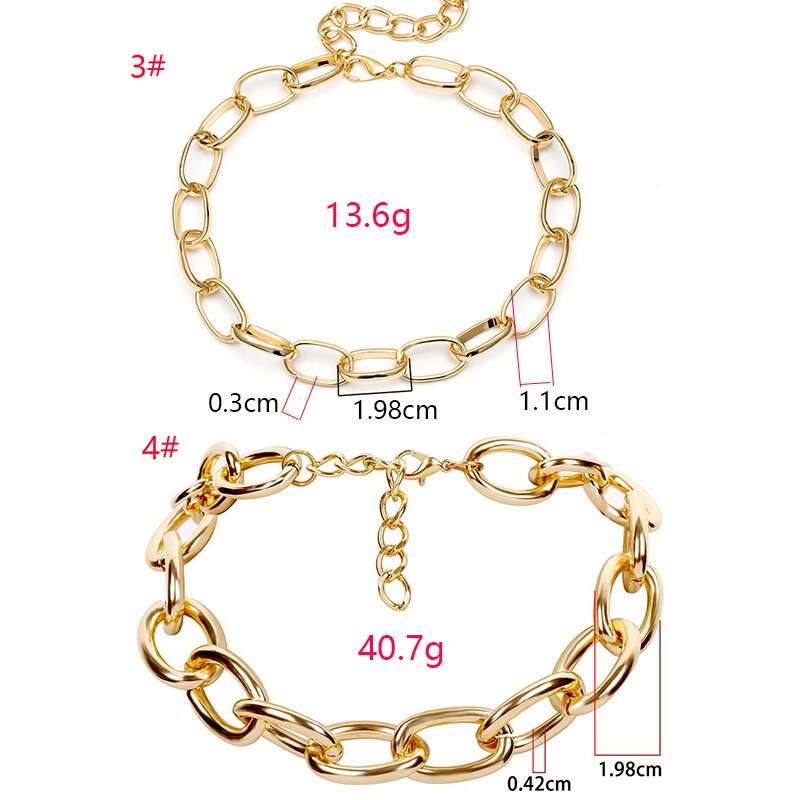 Hip Hop Chain Choker Necklace Gold Color Metal Cuban Collar Necklace for Women Chunky Statement Jewelry Necklace