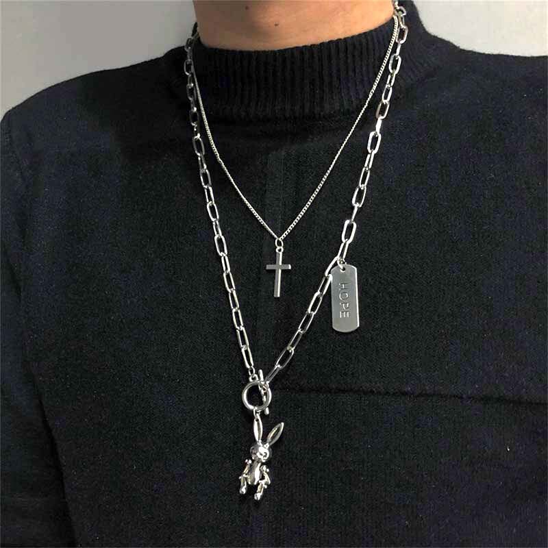 Hip Hop Chain Necklace Coin Geometric Heart Multilayer Long Chains Necklaces For Women Men Party Jewelry Street SAccessories