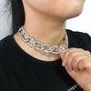 Hip Hop Chunky Thick Chain Clavicle Charm Necklace Women Choker Necklace Iced Out Bling Crystal Collar Statement Jewelry
