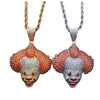 Hip-Hop Circus Clown Doll Mask Pendant Necklace Set for Zircon  Men's  Chain Paired pendants Cute jewelry 2021 gifts