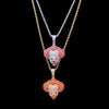 Hip-Hop Circus Clown Doll Mask Pendant Necklace Set for Zircon  Men's  Chain Paired pendants Cute jewelry 2021 gifts