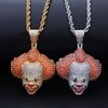 Hip-Hop Circus Clown Doll Mask Pendant Necklace Set for Zircon  Men's  Chain Paired pendants Cute jewelry 2021 gifts