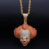 Hip-Hop Circus Clown Doll Mask Pendant Necklace Set with Zircon Colored Dripping Oil Men's Pendant Chain Cute Jewelry