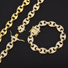 Hip Hop Coffee Bean Chains Necklaces Pig Nose Chains Bracelets Punk Necklace 13mm Iced Out Bling AAA Zircon