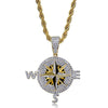 Hip Hop Compass Men's Pendant Necklace Golden Fine Man Round Pendants Boy Neck Necklaces Jewelry Accessories
