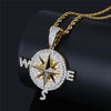 Hip Hop Compass Men's Pendant Necklace Golden Fine Man Round Pendants Boy Neck Necklaces Jewelry Accessories