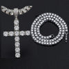Hip Hop Cross Pendant Necklace with 4mm Zircon Tennis Chain Iced out Bling Necklaces HipHop Jewelry Gift Men Women