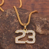 Hip Hop Crystal Basketball Legend Number 23 Pendant Necklaces Men Bling Cuban Chain Necklace Lucky Jewelry For Man Boy Fans Gift