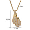 Hip Hop Crystal Boxing Gloves Portrait Necklace Pendant Charm Bling Iced Cubic Zircon Necklace Cool Men's Rock Biker Jewelry