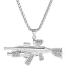 Hip Hop AK47 Rhinestones Link Chain Necklace Uzi Gun Pendant Steampunk Necklace Men Women Alloy Jewelry