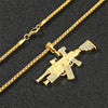 Hip Hop AK47 Rhinestones Link Chain Necklace Uzi Gun Pendant Steampunk Necklace Men Women Alloy Jewelry