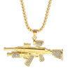 Hip Hop AK47 Rhinestones Link Chain Necklace Uzi Gun Pendant Steampunk Necklace Men Women Alloy Jewelry