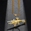 Hip Hop AK47 Rhinestones Link Chain Necklace Uzi Gun Pendant Steampunk Necklace Men Women Alloy Jewelry