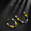 Hip Hop Brand Butterfly Necklace Bracelet Stainless Steel Sunflower Pearl Anti War Smiley Face Necklace