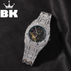 Hip Hop Full Iced Out Men Watches Stainless Steel Mechanical  Rhinestones Quartz Square Wristwatches Business Watch