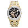 Hip Hop Full Iced Out Men Watches Stainless Steel Mechanical  Rhinestones Quartz Square Wristwatches Business Watch