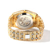Hip Hop Full Iced Out Men Watches Stainless Steel Mechanical  Rhinestones Quartz Square Wristwatches Business Watch