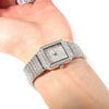 Hip Hop Full Iced Out Women Watch Stainless Steel Mechanical  Rhinestones Quartz Square Wristwatches Business Watch