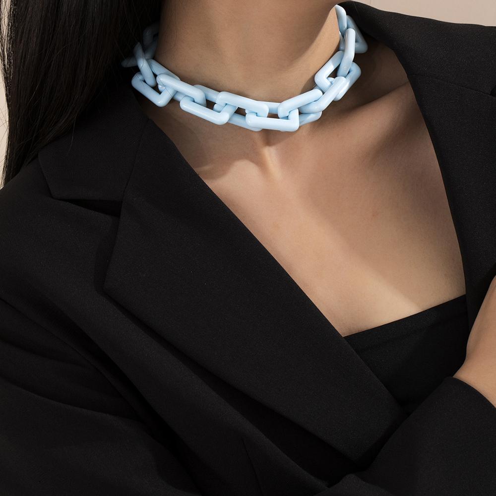 Hip Hop Geometric Acrylic Chains Choker For Women Colorful  Resin Short Collar Necklace Party Gift Accessories