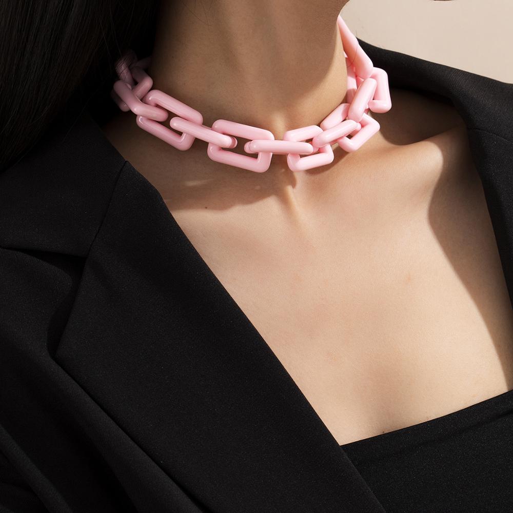 Hip Hop Geometric Acrylic Chains Choker For Women Colorful  Resin Short Collar Necklace Party Gift Accessories