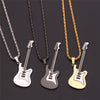 Hip Hop Gold Black Silver Color Men Women Stainless Steel Rock Music Guitar Pendant Jewelry Chain Necklace bijoux Gift
