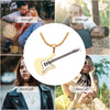 Hip Hop Gold Black Silver Color Men Women Stainless Steel Rock Music Guitar Pendant Jewelry Chain Necklace bijoux Gift