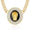 Hip Hop Gold Cobra Snake Head Necklace Statement Chunky Chain Crystal Oval Medallic Black Enamel Costume Cocktail Party Jewelry