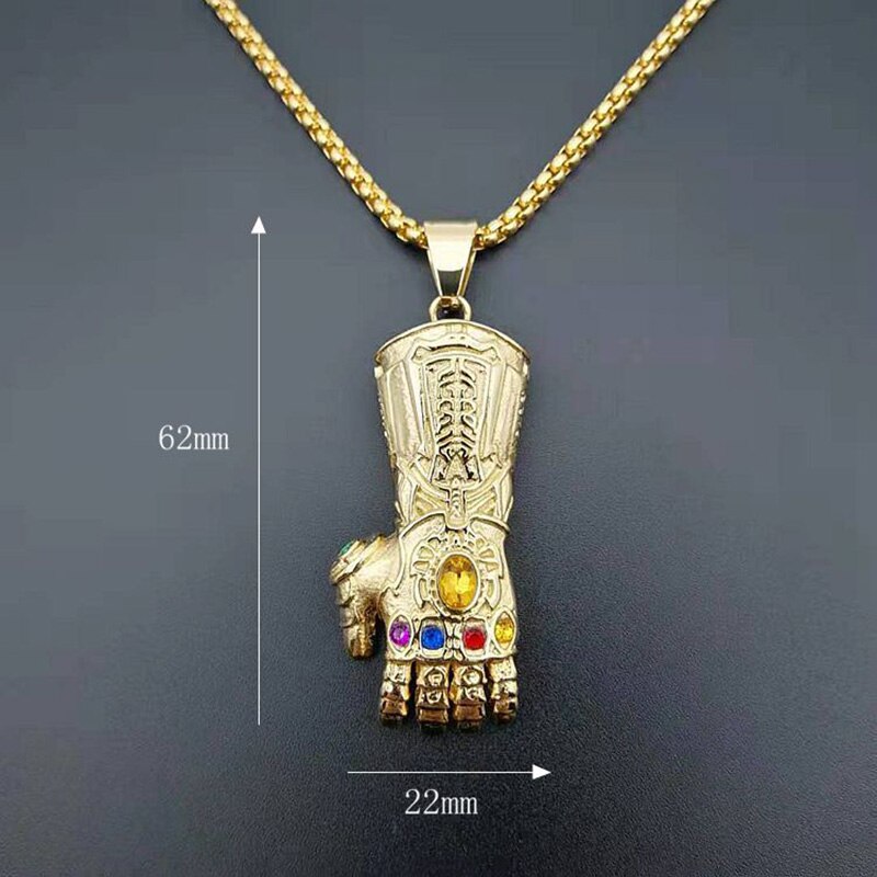 Hip Hop Gold Color Stainless Steel Thanos Glove Pendants Necklaces for Men Rapper Jewelry Drop Shipping