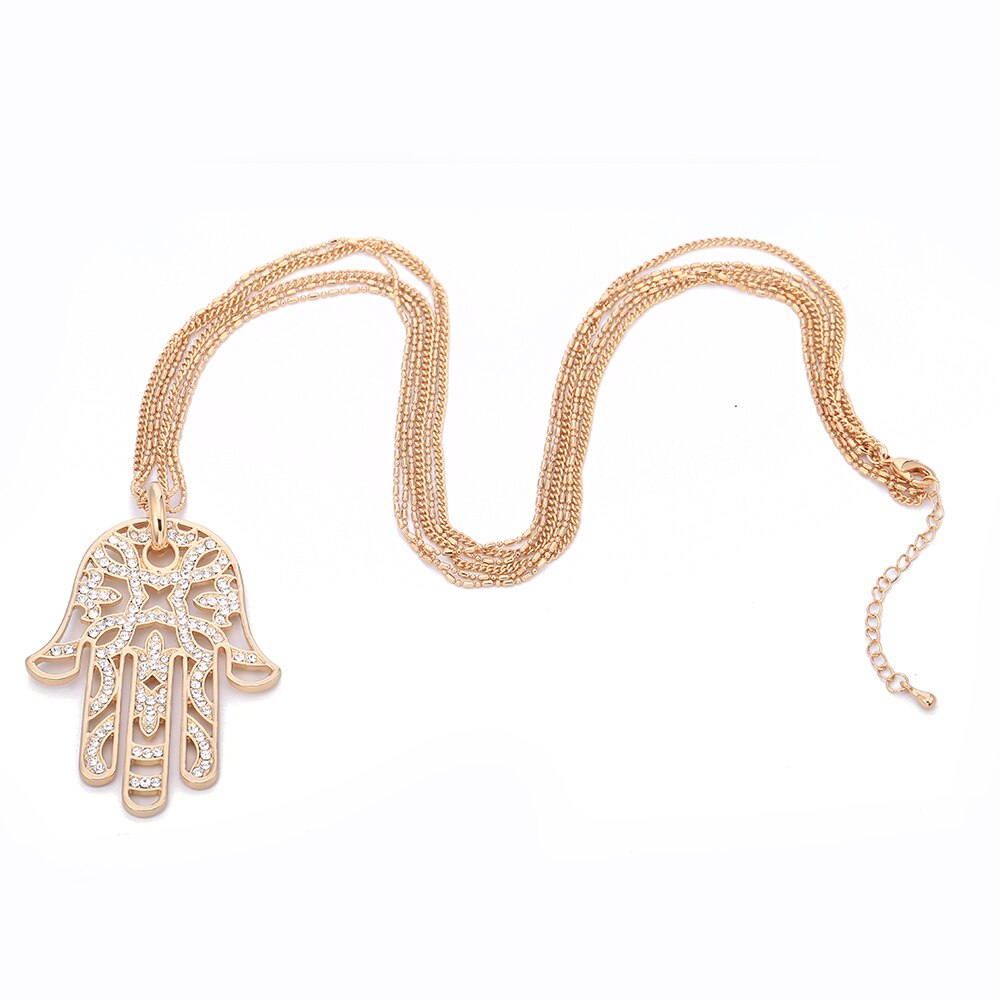 Hip Hop Hamsa Hand Necklace For Women Men Silverly Gold Color Copper Zircon Evil Eye Pendant &amp; Chain Turkish Luck Jewelry 2022