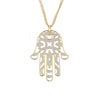 Hip Hop Hamsa Hand Necklace For Women Men Silverly Gold Color Copper Zircon Evil Eye Pendant &amp; Chain Turkish Luck Jewelry 2022