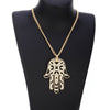 Hip Hop Hamsa Hand Necklace For Women Men Silverly Gold Color Copper Zircon Evil Eye Pendant &amp; Chain Turkish Luck Jewelry 2022