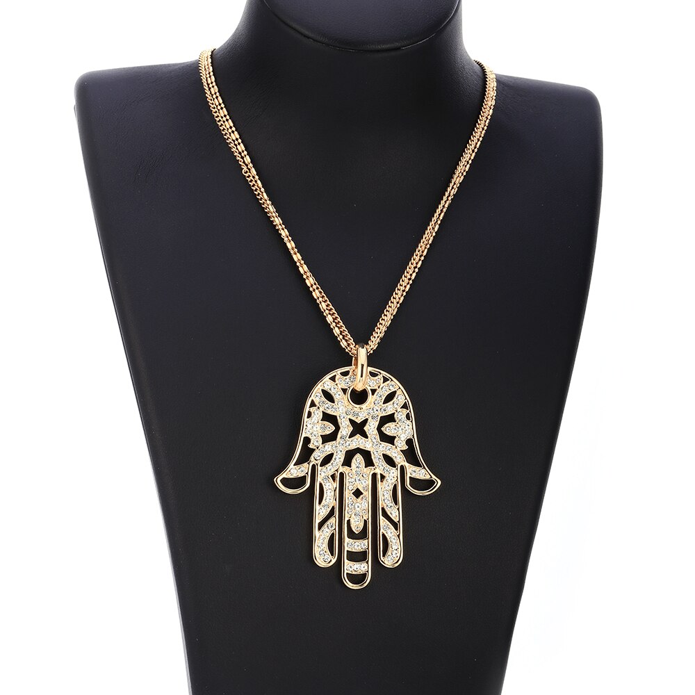 Hip Hop Hamsa Hand Necklace For Women Men Silverly Gold Color Copper Zircon Evil Eye Pendant &amp; Chain Turkish Luck Jewelry 2022