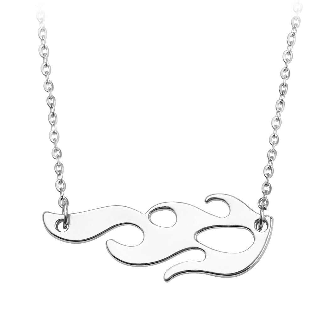 Hip Hop Harajuku Streetwear Flame Necklace Punk Rock Chain Necklaces Gold Color Choker Necklace Adjustable Chain For Unisex
