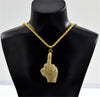 Hip Hop Iced Out Big Hands Pendants Necklace Full Rhinstone Crystal Zircon Rapper Middle Finger Up Hand Shape Jewelry For Men