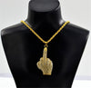 Hip Hop Iced Out Big Hands Pendants Necklace Full Rhinstone Crystal Zircon Rapper Middle Finger Up Hand Shape Jewelry For Men